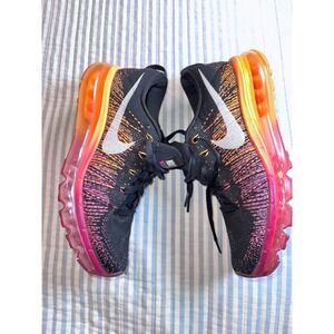 Nike Air Max Flyknit Black Pink Orange Running Shoes Womens Size 9 620659-015